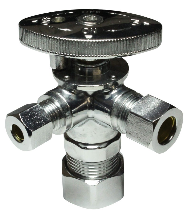 Miiflex Dual Compression Outlet Angle Stop Valve, Plumbing Fitting, Quarter Turn, Single Handle Multi-Select Positions, Water Valve Shut Off 1/2 inch x (3/8 inch x 1/4 inch) - Image 3